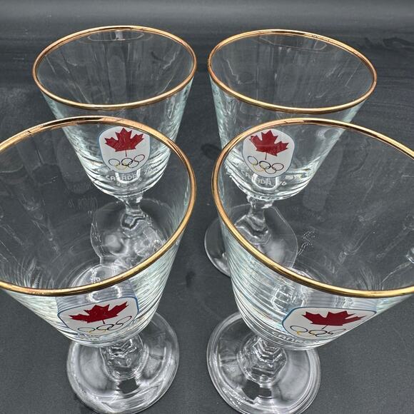 Vintage Olympic Canada 1976 Stemware Wine Glasses Set of 4 - Picture 3 of 5